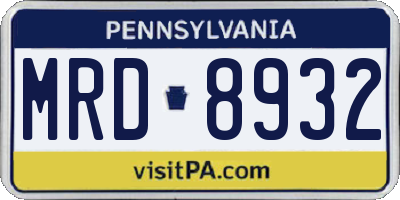 PA license plate MRD8932