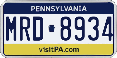 PA license plate MRD8934
