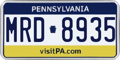 PA license plate MRD8935
