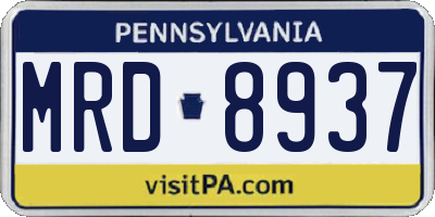 PA license plate MRD8937