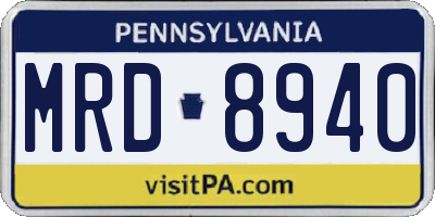 PA license plate MRD8940