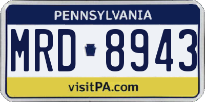 PA license plate MRD8943