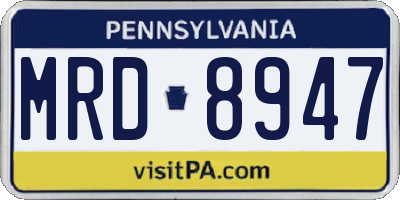 PA license plate MRD8947