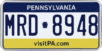PA license plate MRD8948