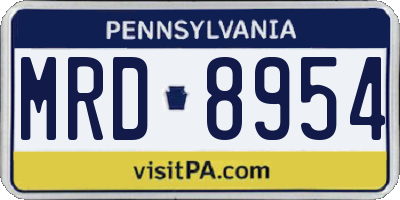 PA license plate MRD8954