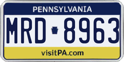 PA license plate MRD8963