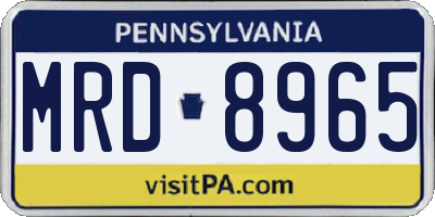 PA license plate MRD8965