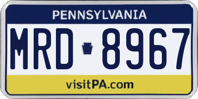 PA license plate MRD8967