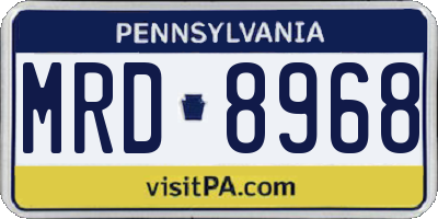 PA license plate MRD8968