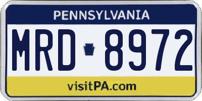 PA license plate MRD8972