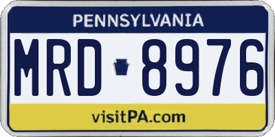 PA license plate MRD8976