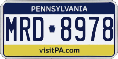 PA license plate MRD8978