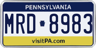 PA license plate MRD8983