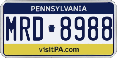 PA license plate MRD8988