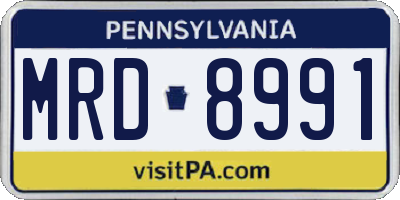 PA license plate MRD8991