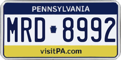 PA license plate MRD8992