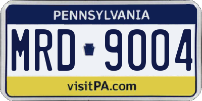 PA license plate MRD9004