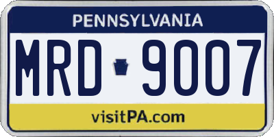 PA license plate MRD9007