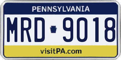 PA license plate MRD9018