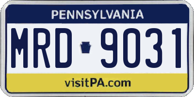 PA license plate MRD9031