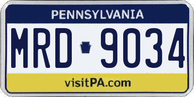 PA license plate MRD9034