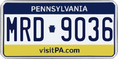 PA license plate MRD9036