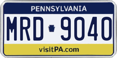 PA license plate MRD9040