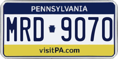 PA license plate MRD9070