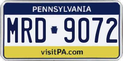 PA license plate MRD9072