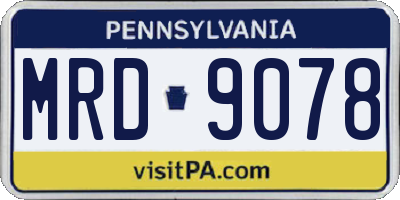 PA license plate MRD9078