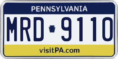 PA license plate MRD9110