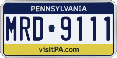 PA license plate MRD9111