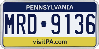 PA license plate MRD9136