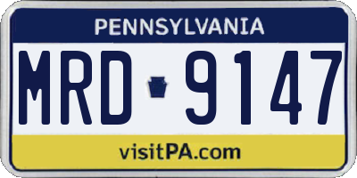 PA license plate MRD9147