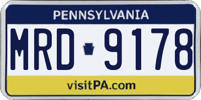 PA license plate MRD9178