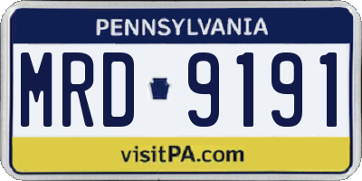 PA license plate MRD9191