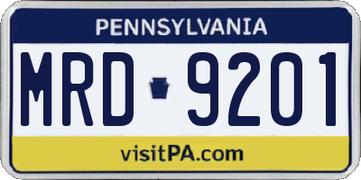 PA license plate MRD9201