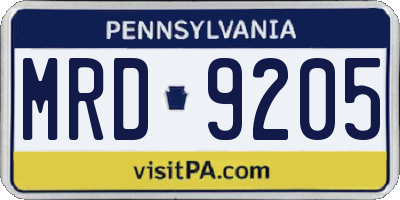 PA license plate MRD9205