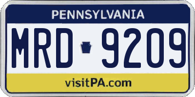 PA license plate MRD9209