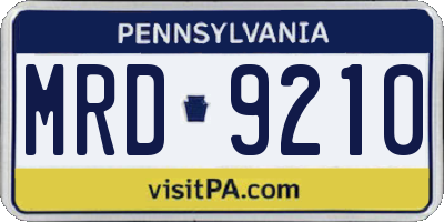 PA license plate MRD9210