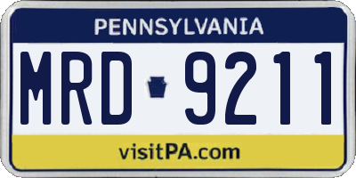 PA license plate MRD9211