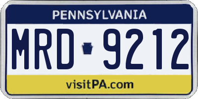 PA license plate MRD9212