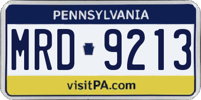 PA license plate MRD9213
