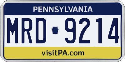 PA license plate MRD9214
