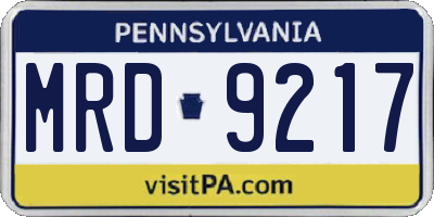 PA license plate MRD9217