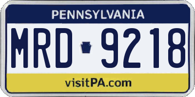 PA license plate MRD9218