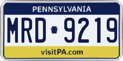 PA license plate MRD9219
