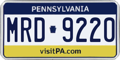 PA license plate MRD9220