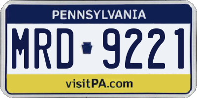 PA license plate MRD9221