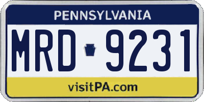 PA license plate MRD9231